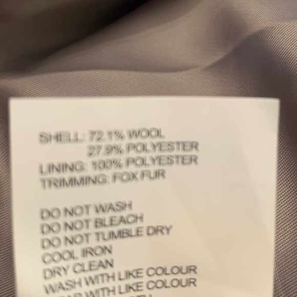 NWT French Connection light grey wool coat with fox fur collar size S - Picture 13 of 13